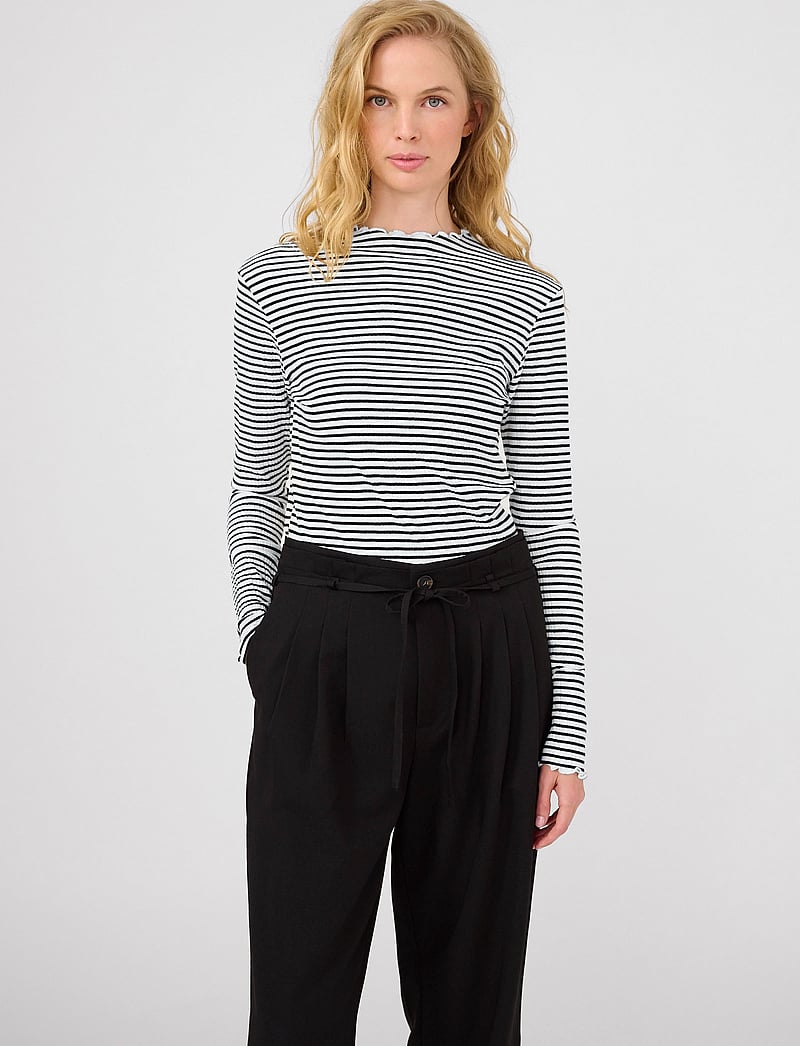 Karen By Simonsen - CandaceKB Stripe LS - långärmade toppar - egret/meteorite stripe - 0