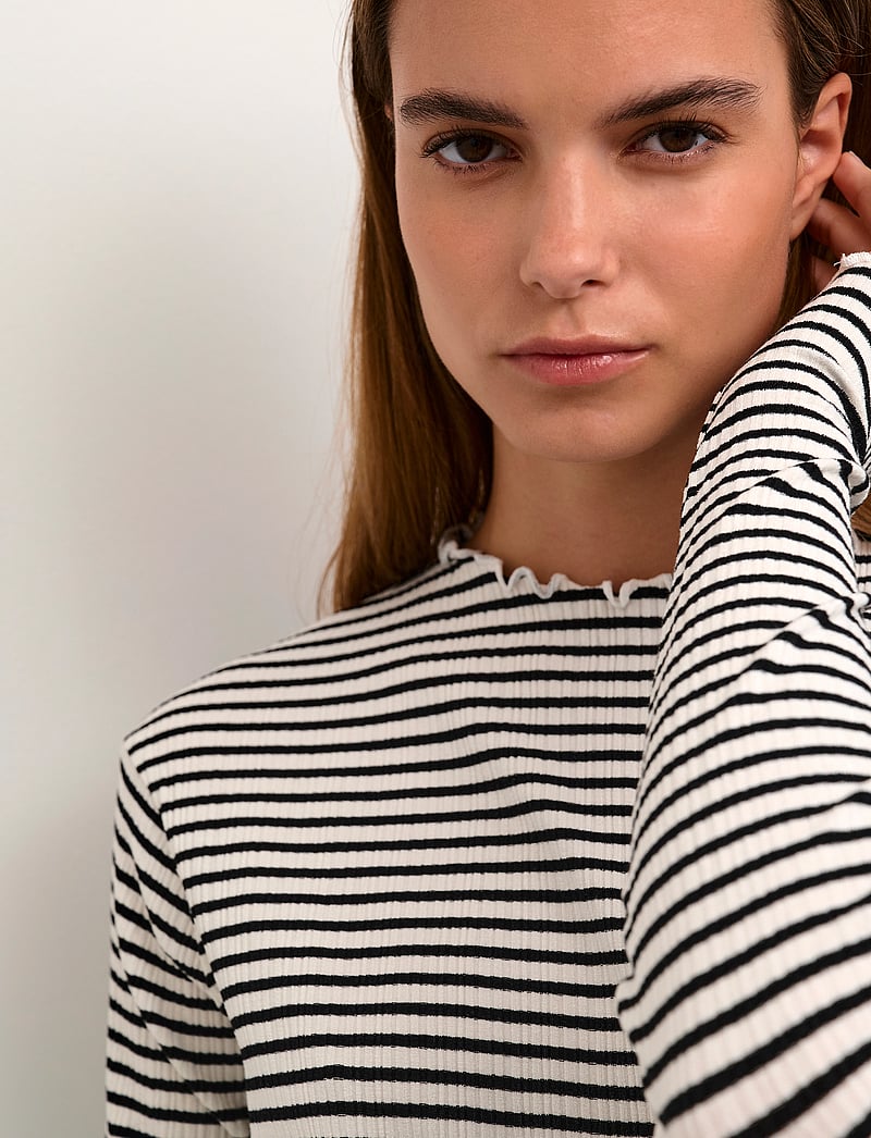 Karen By Simonsen - CandaceKB Stripe LS - långärmade toppar - egret/meteorite stripe - 5