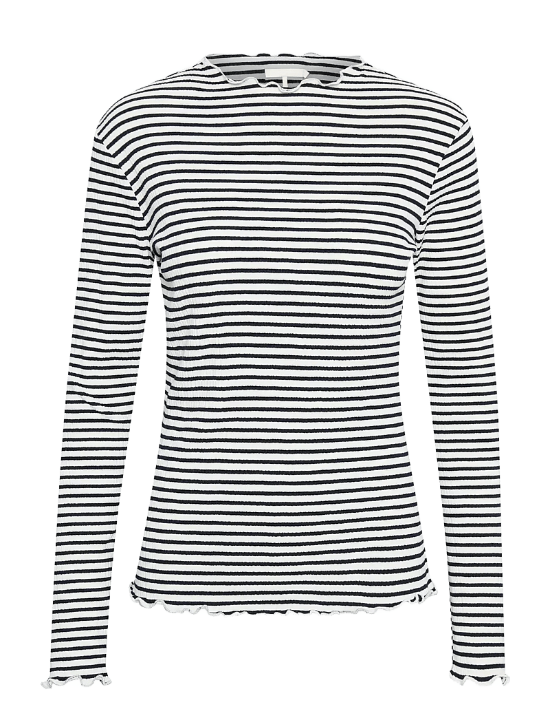 Karen By Simonsen - CandaceKB Stripe LS - langærmede toppe - egret/night sky stripe - 1