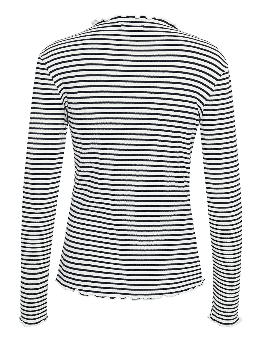 Karen By Simonsen - CandaceKB Stripe LS - långärmade toppar - egret/night sky stripe - 2