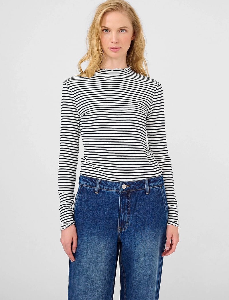 Karen By Simonsen - CandaceKB Stripe LS - langærmede toppe - egret/night sky stripe - 0