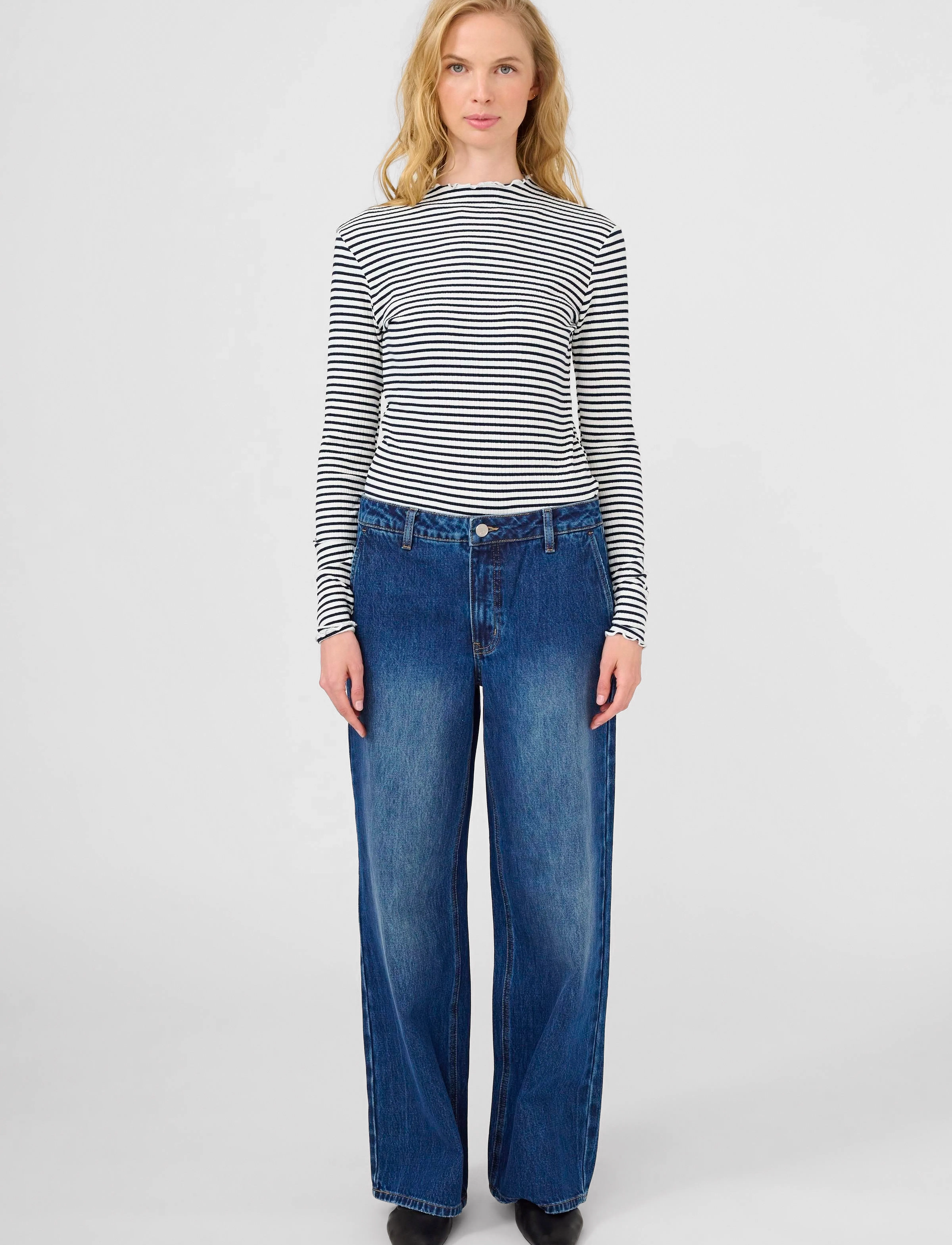Karen By Simonsen - CandaceKB Stripe LS - långärmade toppar - egret/night sky stripe - 3