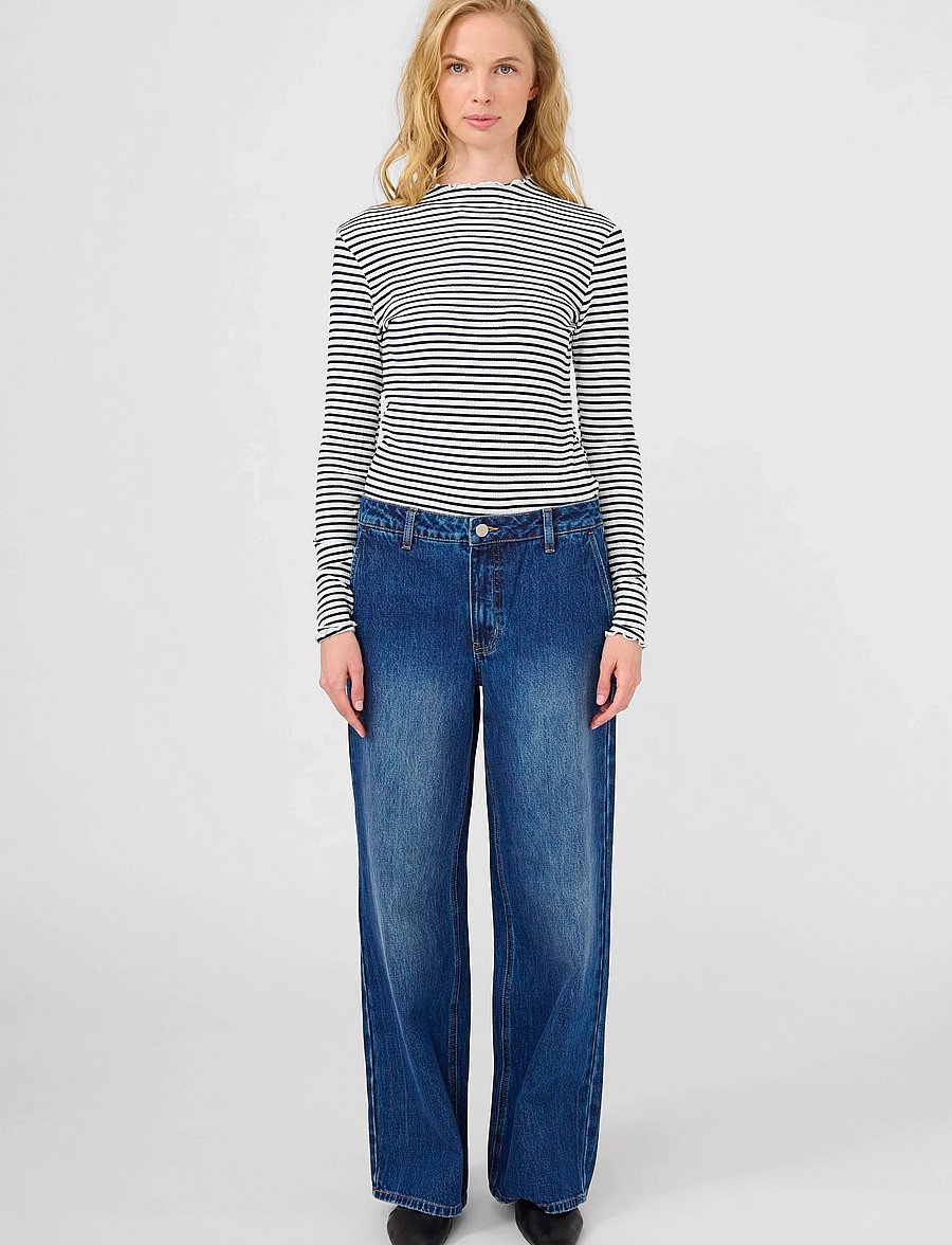 Karen By Simonsen - CandaceKB Stripe LS - långärmade toppar - egret/night sky stripe - 3