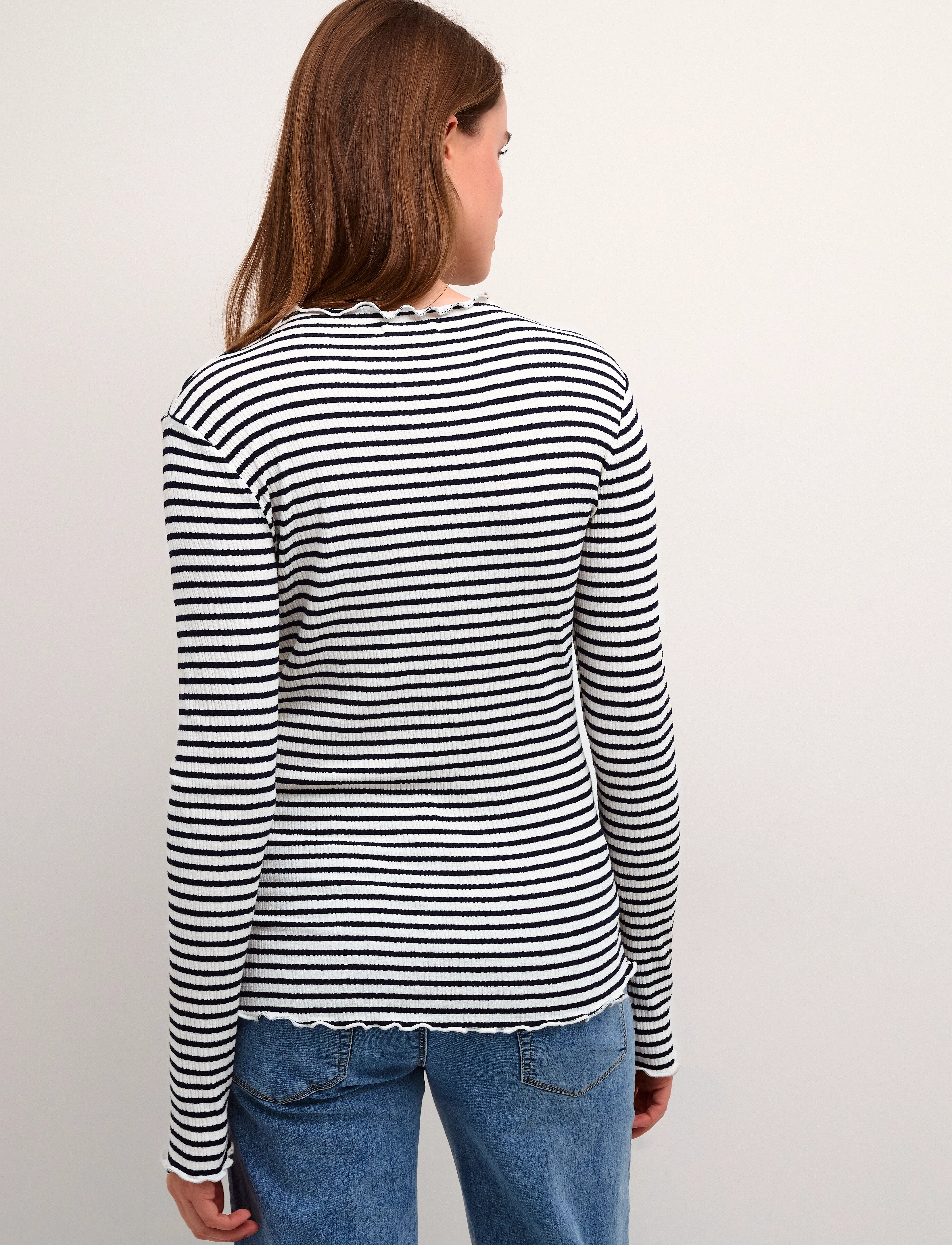 Karen By Simonsen - CandaceKB Stripe LS - långärmade toppar - egret/night sky stripe - 5