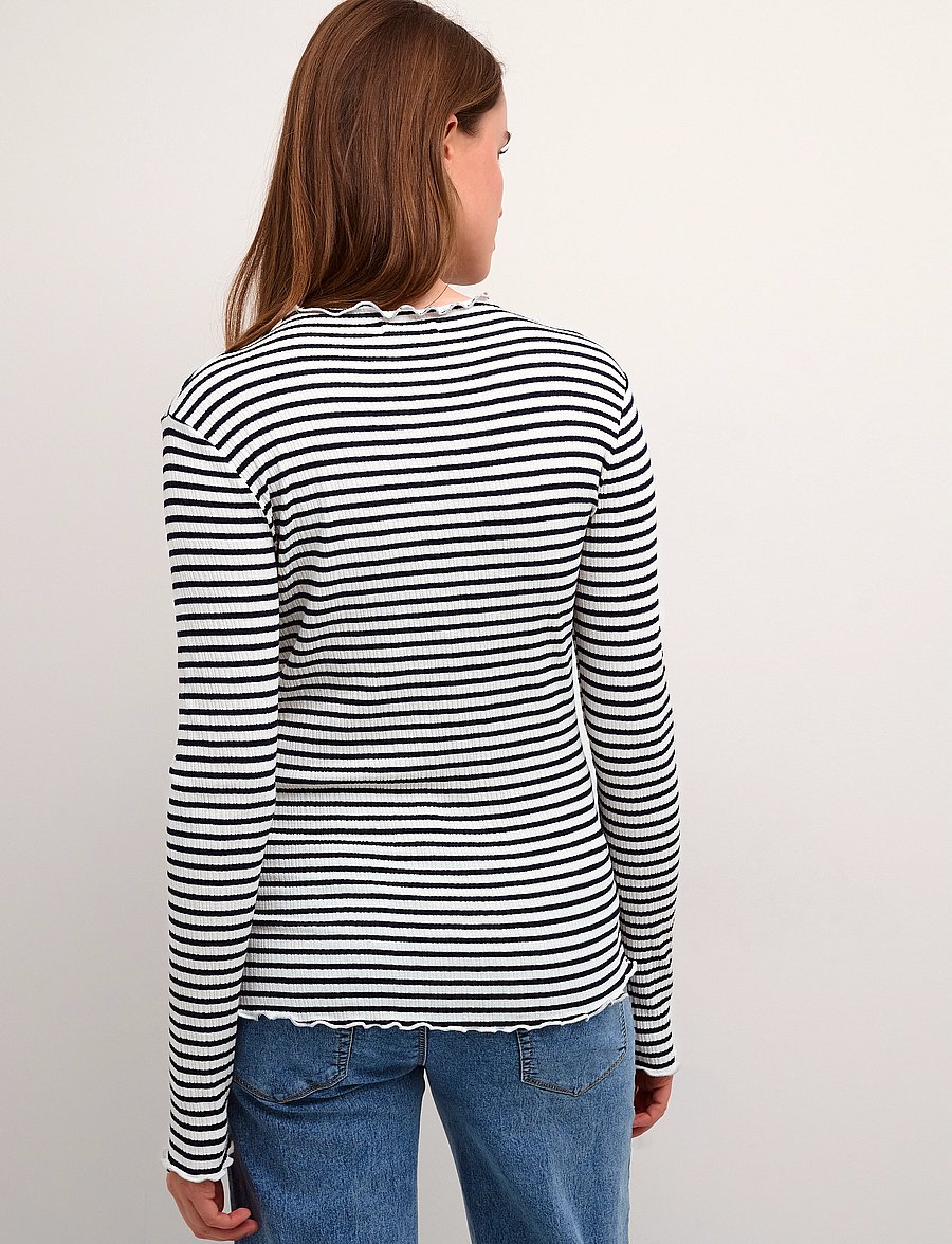 Karen By Simonsen - CandaceKB Stripe LS - långärmade toppar - egret/night sky stripe - 5