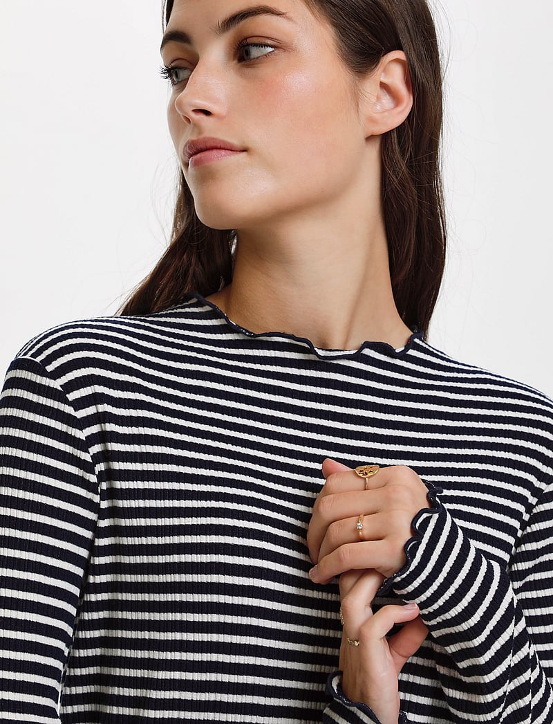 Karen By Simonsen - CandaceKB Stripe LS - pikkade varrukatega alussärgid - night sky/egret stripe - 5