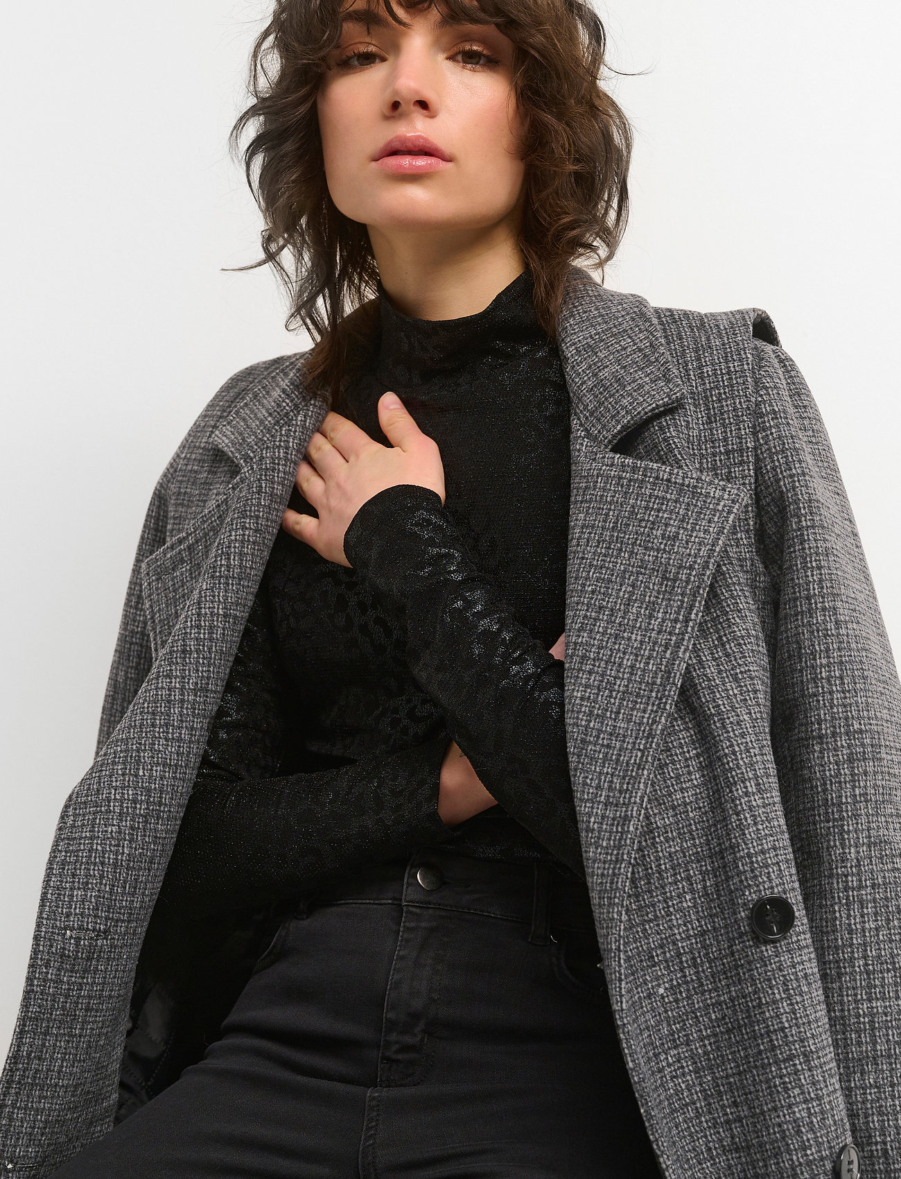 Karen By Simonsen - DanitaKB Coat - dark grey check - 5