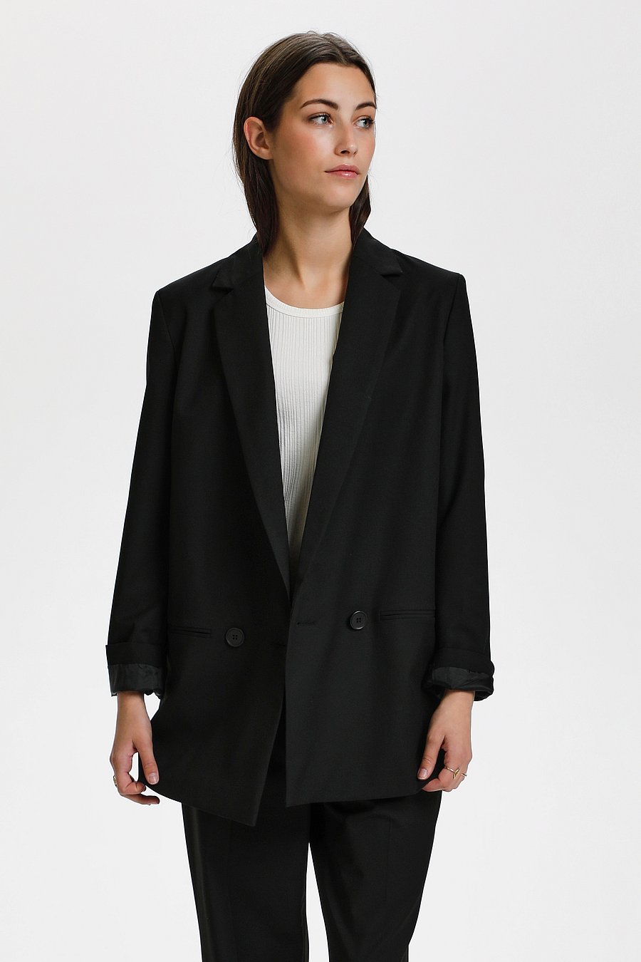 Karen By Simonsen - SydneyKB Fashion Blazer - dobbeltradede blazere - meteorite - 0