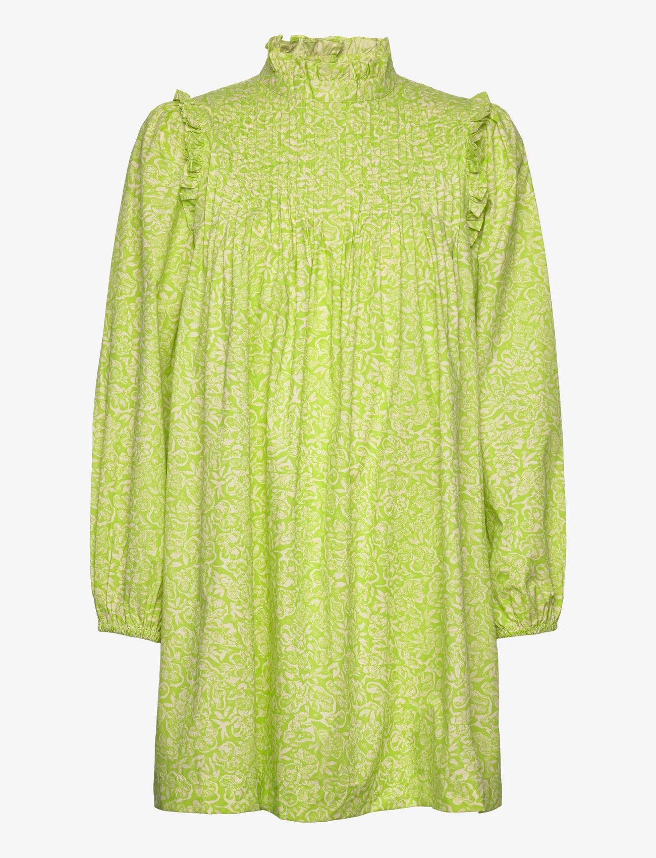 Karen By Simonsen - HemiliaKB Dress - skjortekjoler - lime flower lace - 0