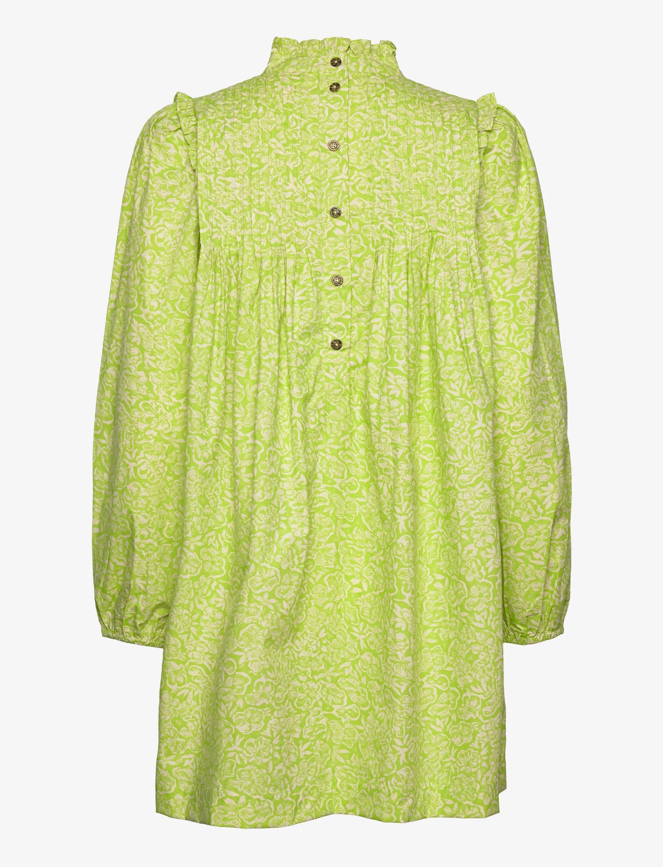 Karen By Simonsen - HemiliaKB Dress - skjortekjoler - lime flower lace - 1