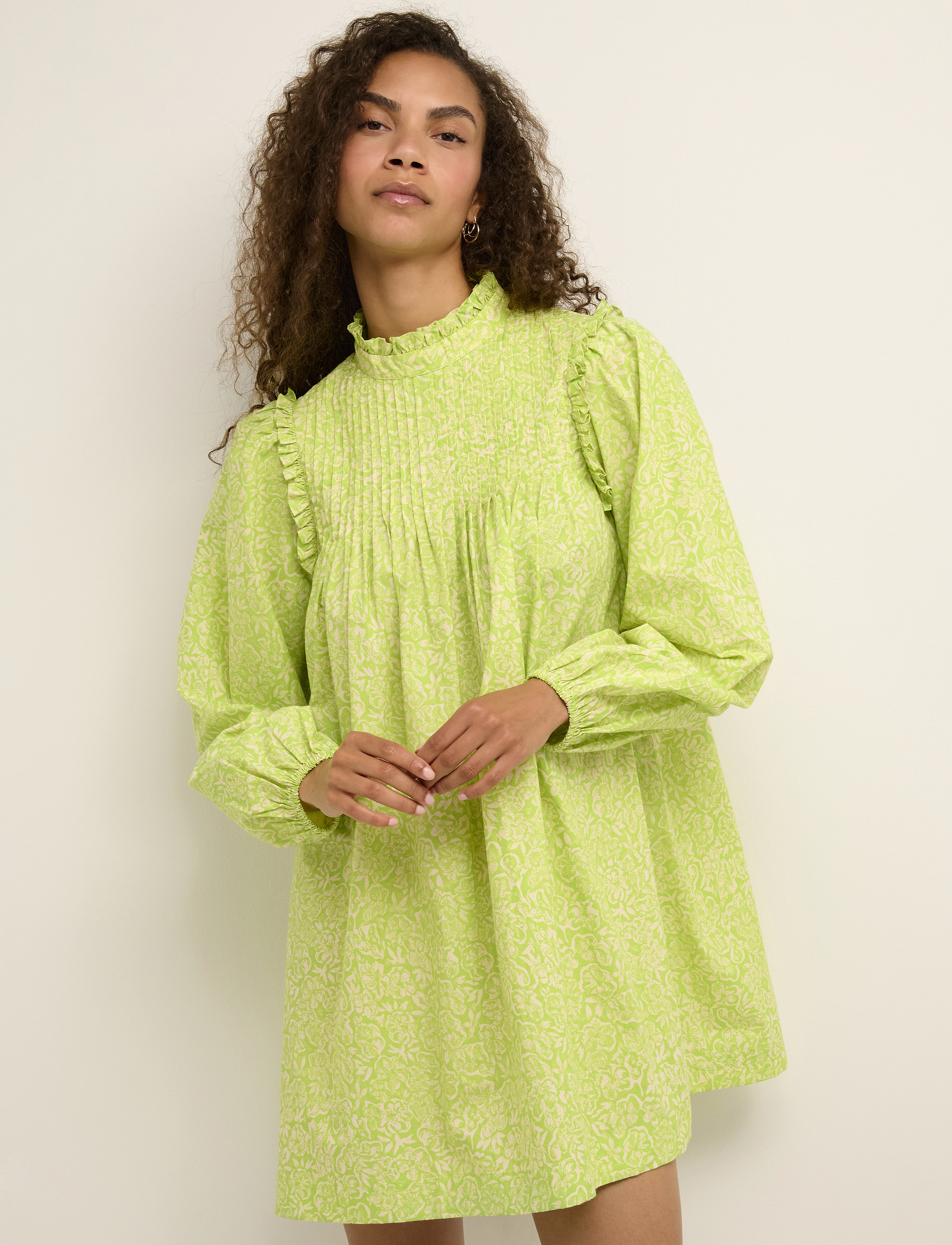 Karen By Simonsen HemiliaKB Dress - Särkkleidid - LIME FLOWER LACE / green