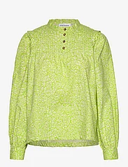 Karen By Simonsen - HemiliaKB Blouse - long-sleeved shirts - lime flower lace - 0