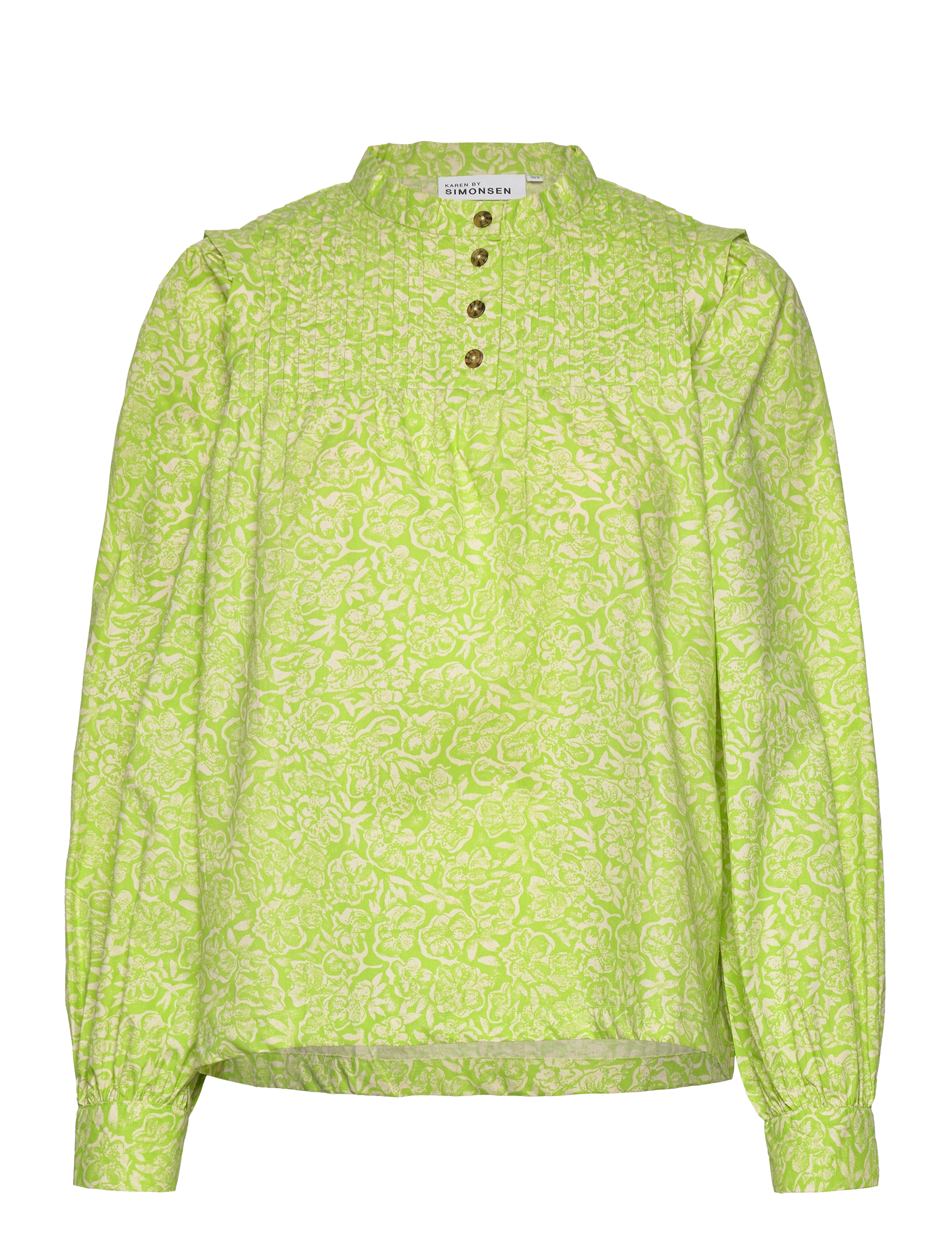 Karen By Simonsen HemiliaKB Blouse - Riided - LIME FLOWER LACE / green