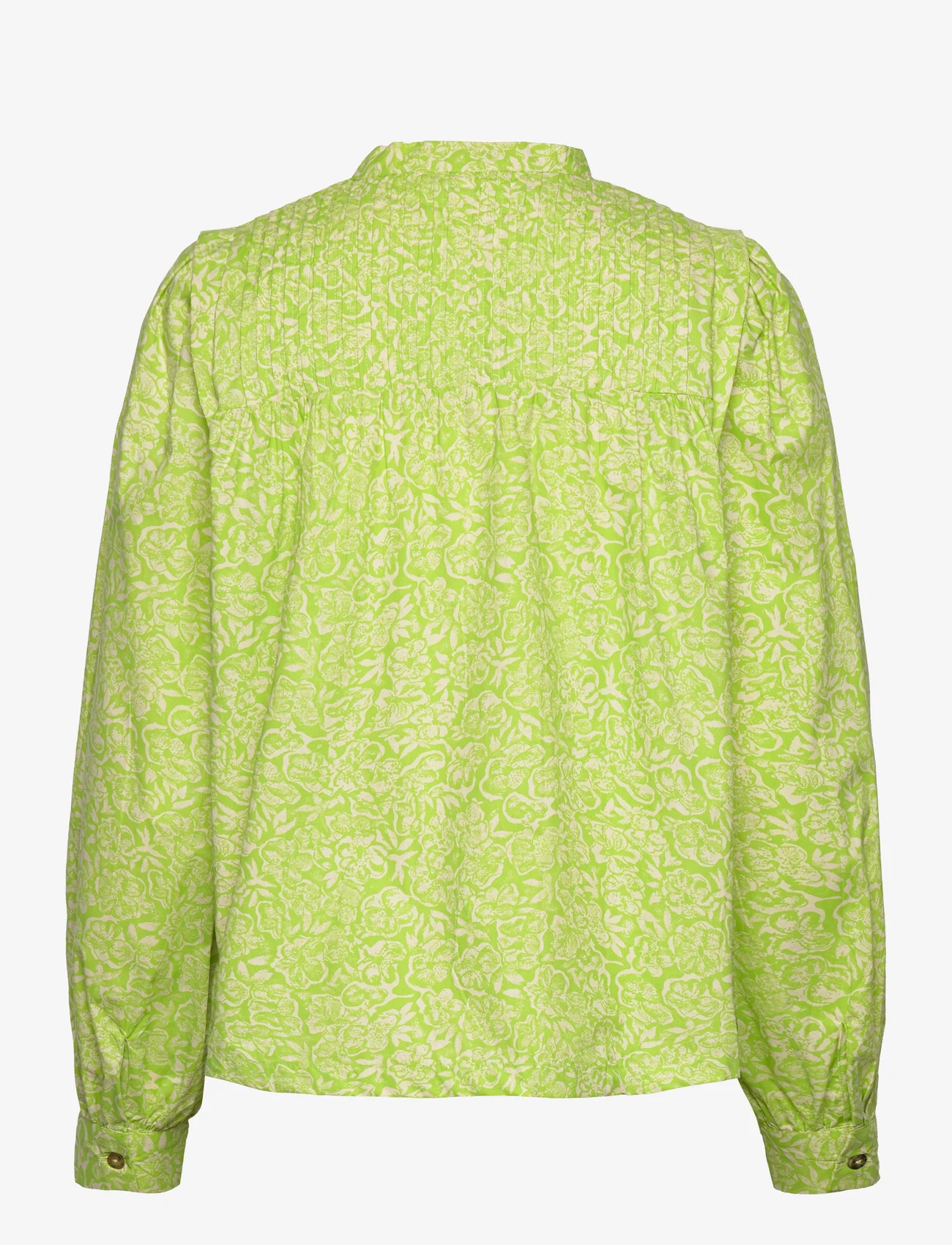 Karen By Simonsen - HemiliaKB Blouse - långärmade skjortor - lime flower lace - 1