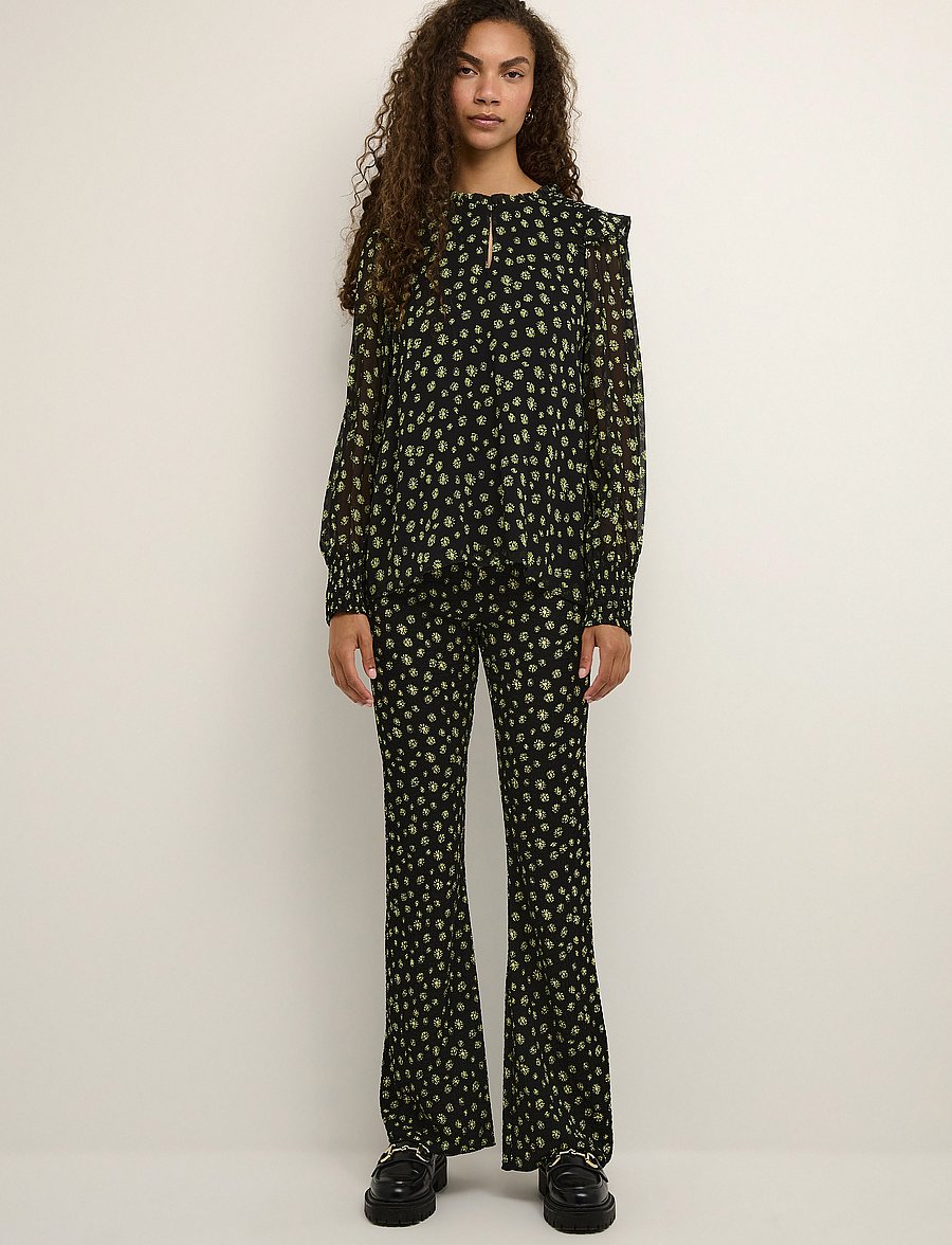 Karen By Simonsen - HarperKB Flared Leggings - pantalons évasés - petite lime flower - 3