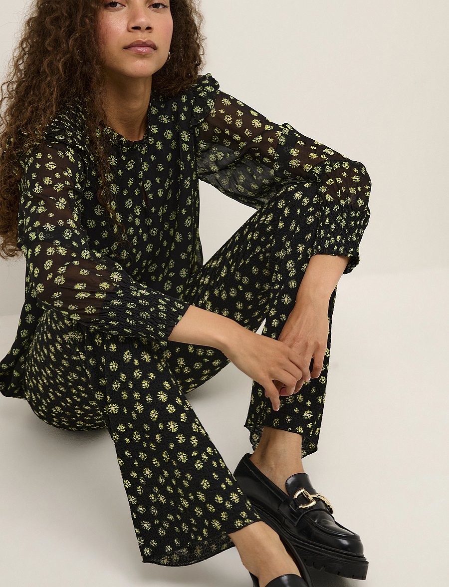 Karen By Simonsen - HarperKB Flared Leggings - pantalons évasés - petite lime flower - 5