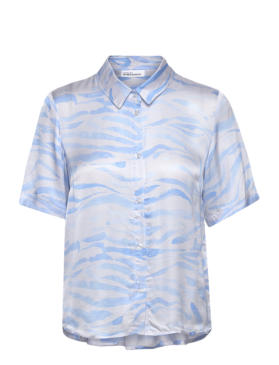 Karen By Simonsen - InesKB SS Shirt - kurzämlige blusen - ocean wave - 1