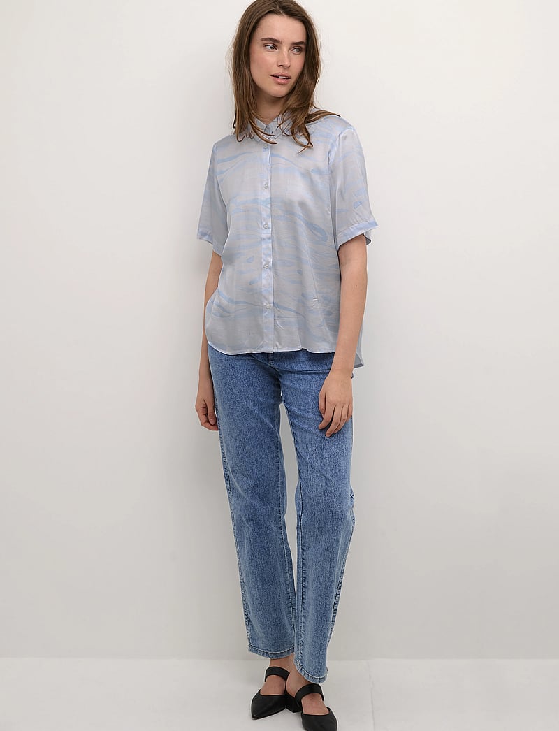 Karen By Simonsen - InesKB SS Shirt - lühikeste varrukatega pluusid - ocean wave - 3