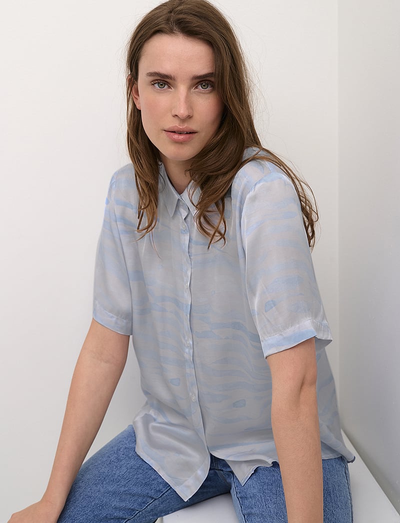 Karen By Simonsen - InesKB SS Shirt - lühikeste varrukatega pluusid - ocean wave - 5