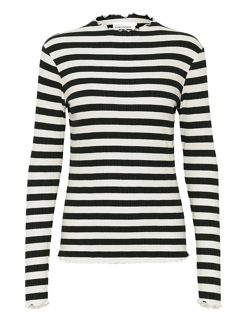Karen By Simonsen - CandaceKB Big Stripe LS - pitkähihaiset t-paidat - egret/meteorite stripe - 1