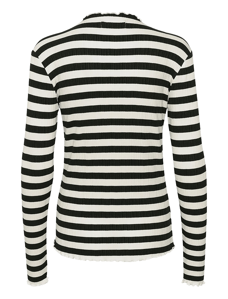 Karen By Simonsen - CandaceKB Big Stripe LS - pitkähihaiset t-paidat - egret/meteorite stripe - 2