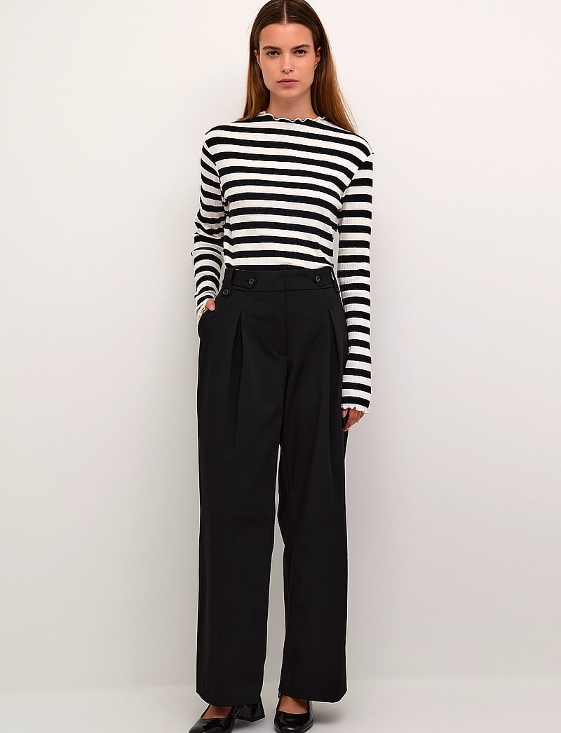 Karen By Simonsen - CandaceKB Big Stripe LS - pitkähihaiset t-paidat - egret/meteorite stripe - 3