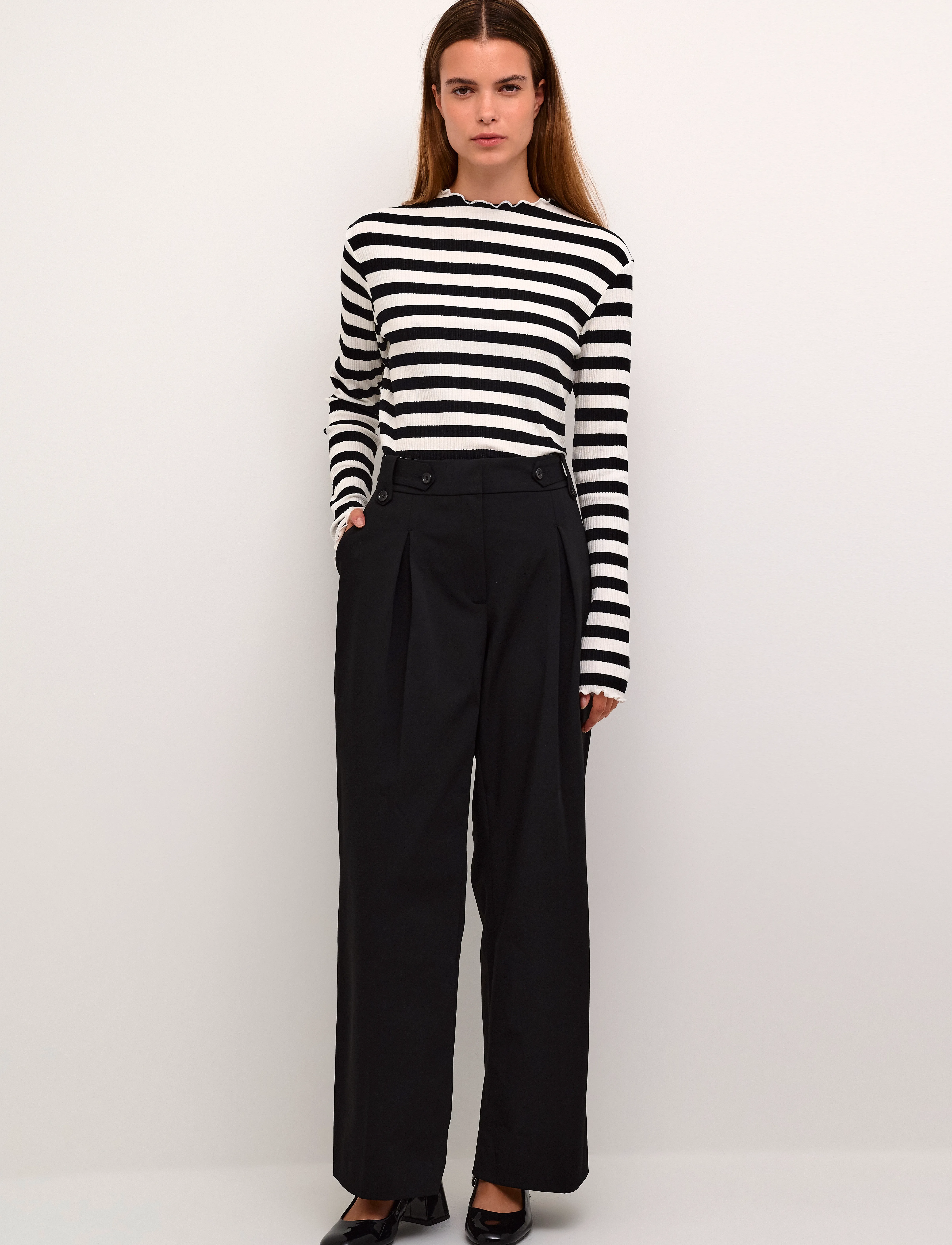 Karen By Simonsen - CandaceKB Big Stripe LS - long-sleeved tops - egret/meteorite stripe - 3