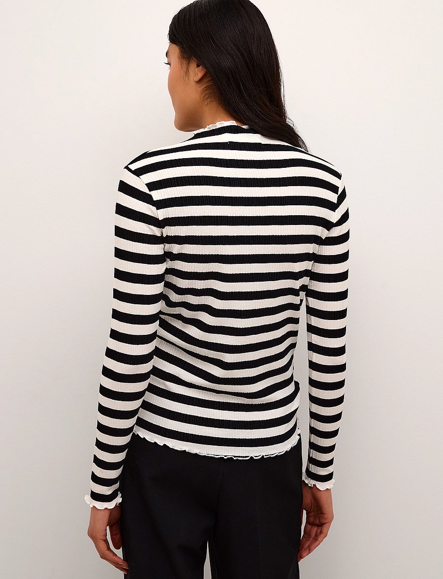 Karen By Simonsen - CandaceKB Big Stripe LS - pitkähihaiset paidat - egret/meteorite stripe - 4