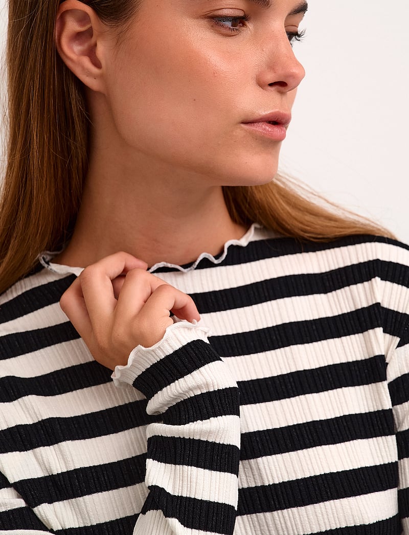 Karen By Simonsen - CandaceKB Big Stripe LS - pitkähihaiset t-paidat - egret/meteorite stripe - 5