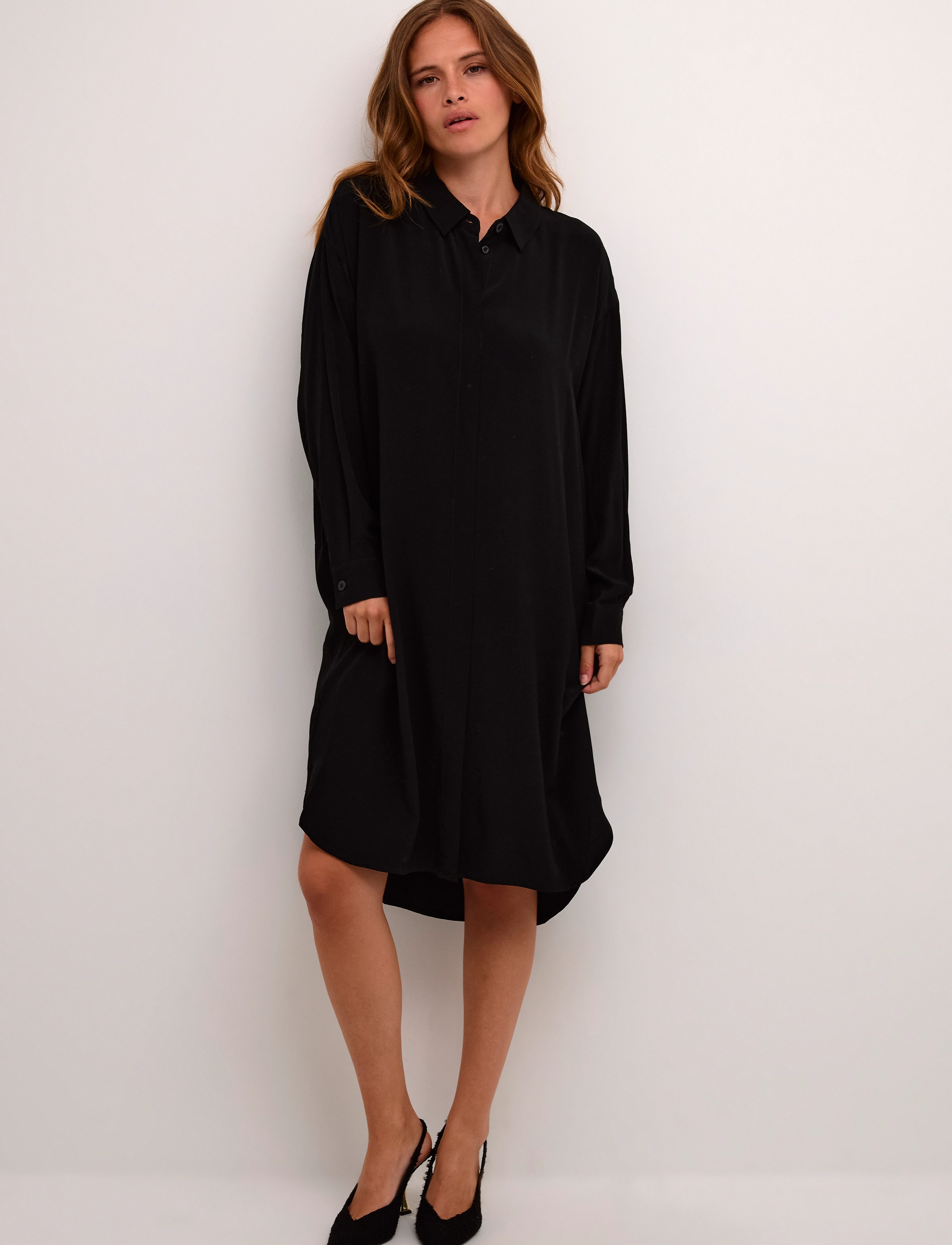 Karen By Simonsen - AjanaKB Solid Long Shirt - midi-jurken - meteorite - 5
