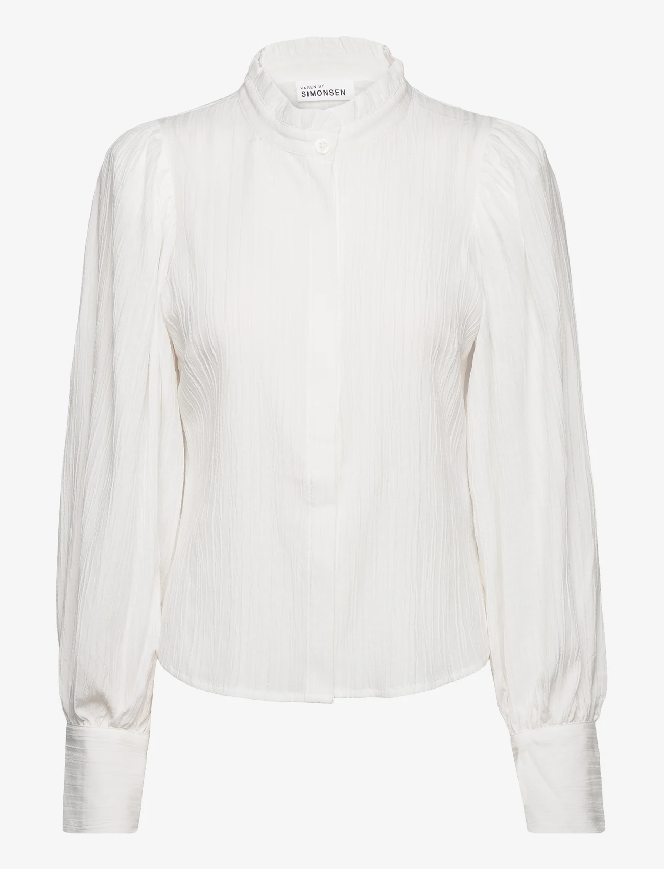 Karen By Simonsen - FrostyKB Frill Shirt - long-sleeved shirts - bright white - 0