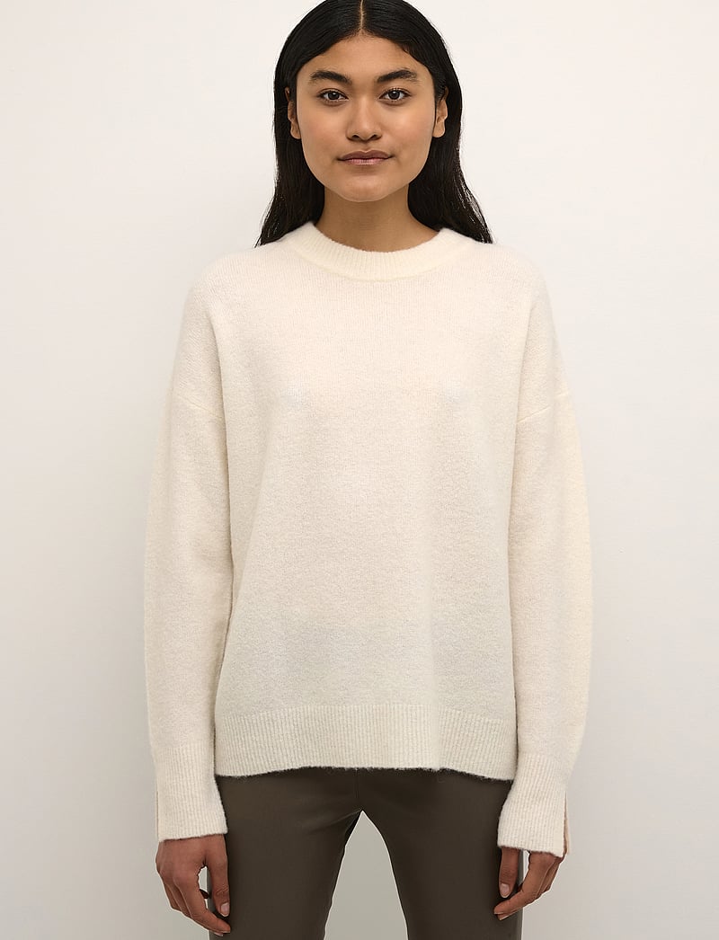 Karen By Simonsen - DebbieKB Oneck - stickade tröjor - egret - 0