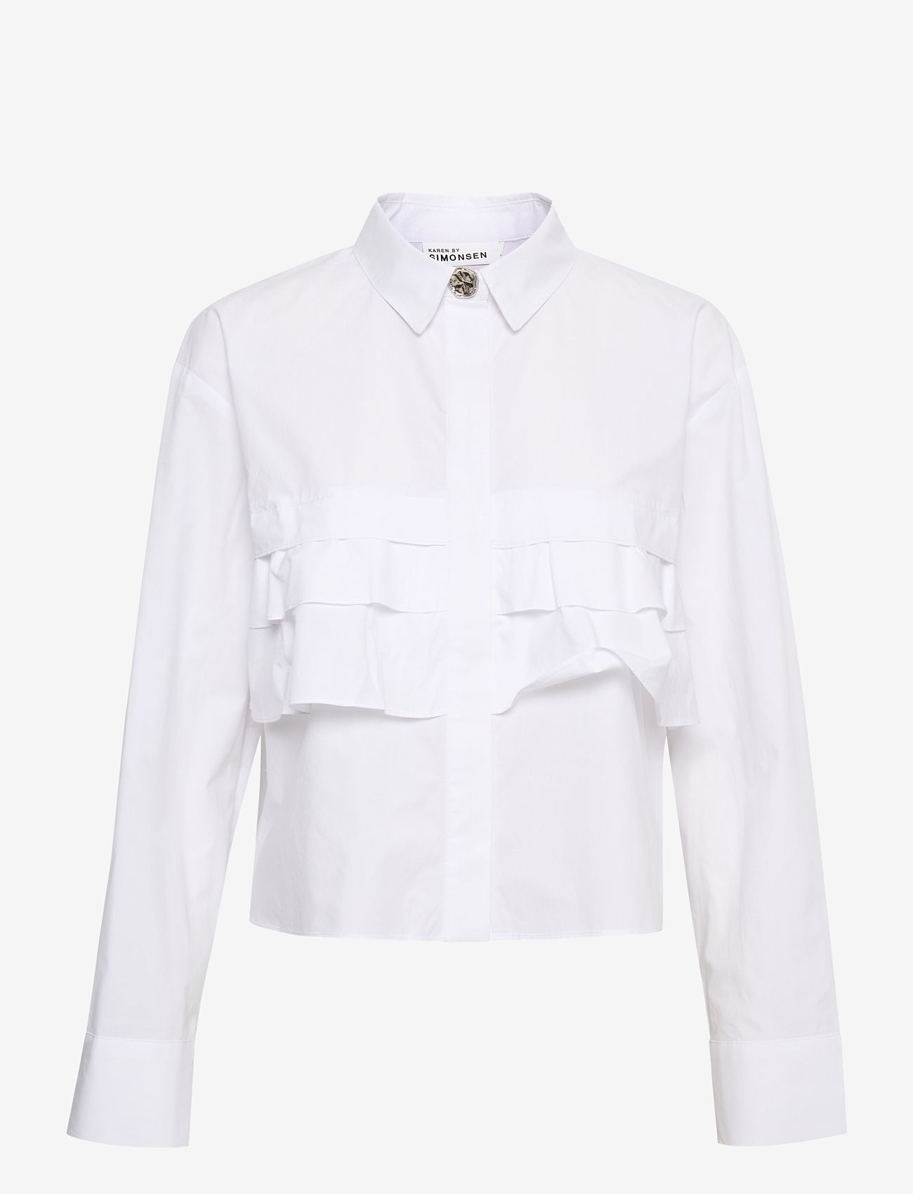 Karen By Simonsen - NillaKB Short Shirt - langærmede skjorter - bright white - 0