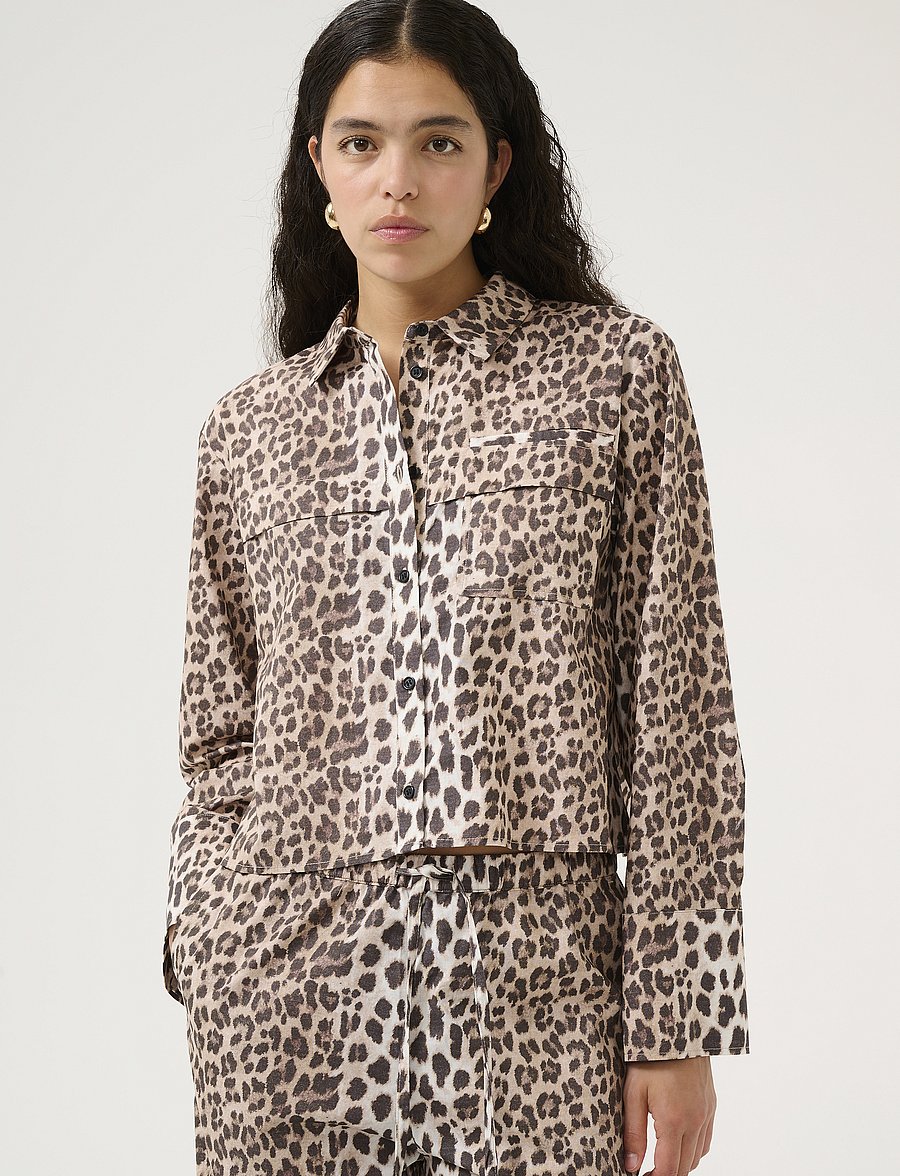 Karen By Simonsen - KBUlrike Shirt - pikkade varrukatega särgid - ulrike print - simply taupe - 0