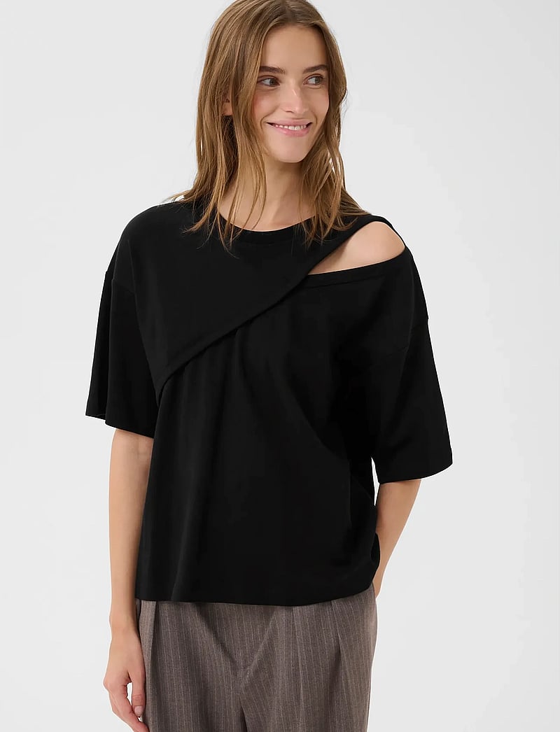 Karen By Simonsen - KBRenee Hole Tee - t-särgid - meteorite - 0