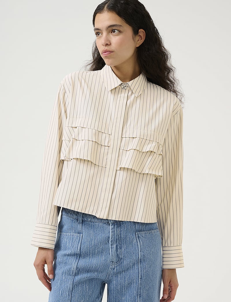 Karen By Simonsen - KBUda Nilla Shirt - long-sleeved shirts - simply taupe - 0