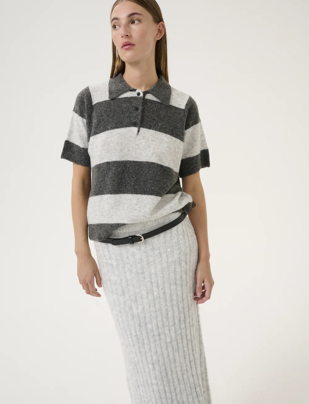 Karen By Simonsen - KBNoabelle Polo Short Sleeve - pullover - grey melange - 0