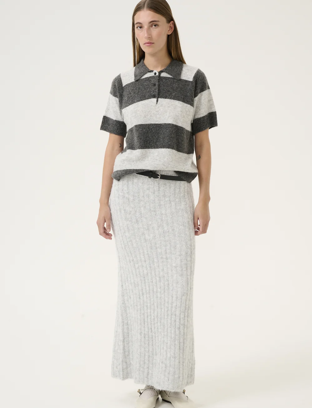 Karen By Simonsen - KBNoabelle Polo Short Sleeve - pullover - grey melange - 3