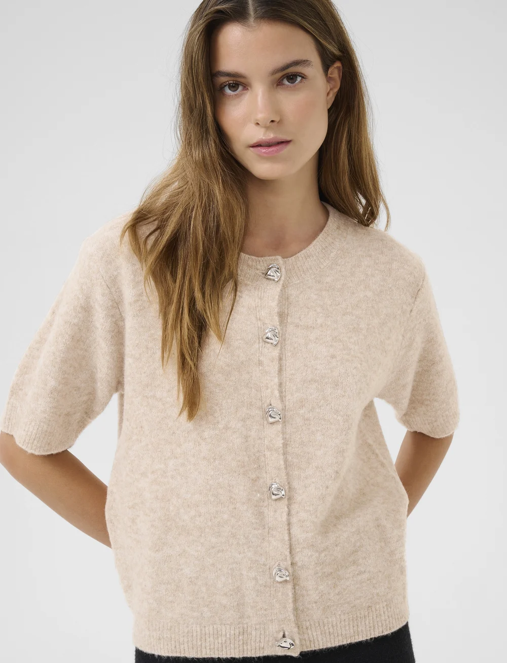 Karen By Simonsen - KBNoabelle Short Cardigan - kardiganid - simply taupe - 0