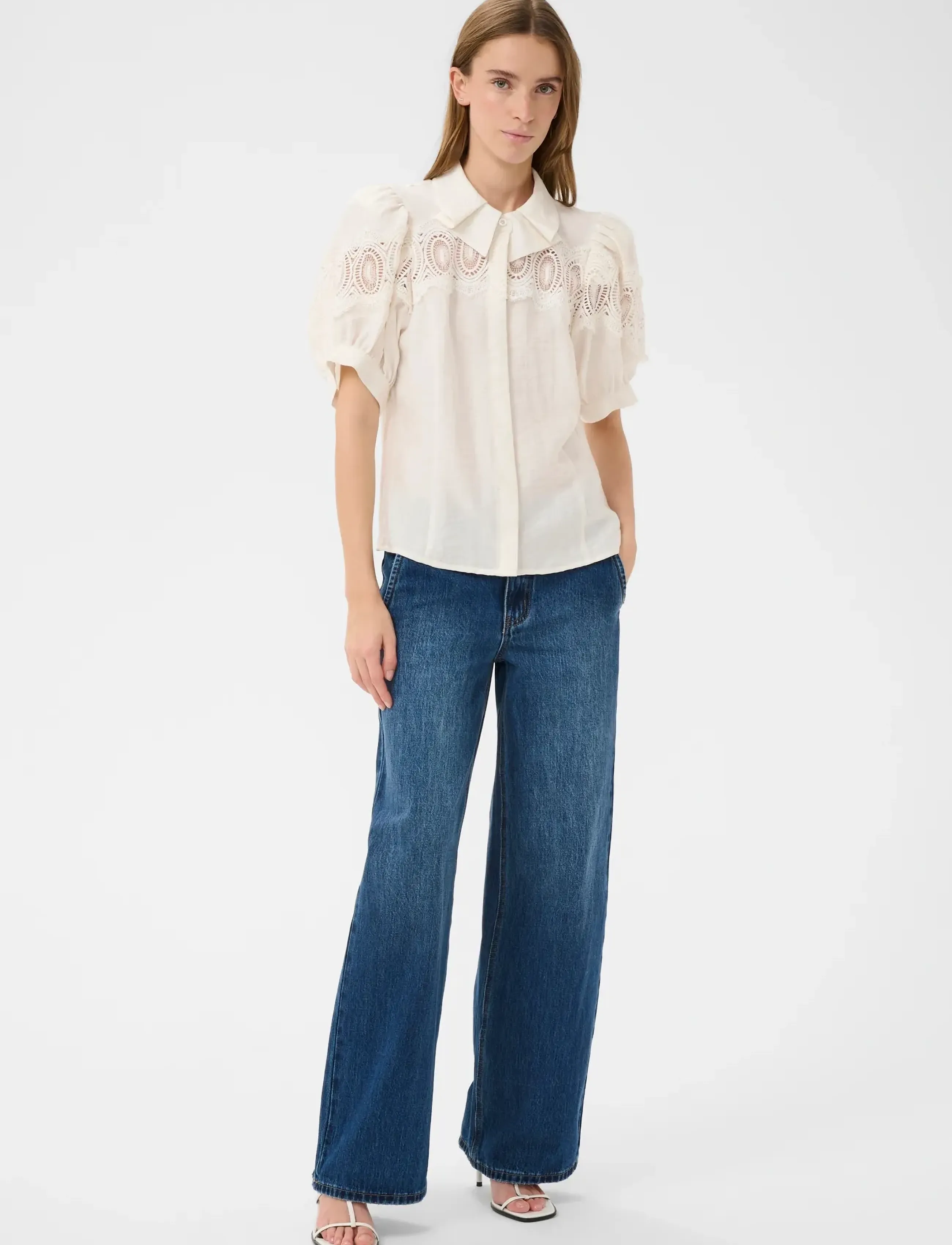 Karen By Simonsen - KBUrith Frosty Blouse - lyhythihaiset puserot - egret - 3