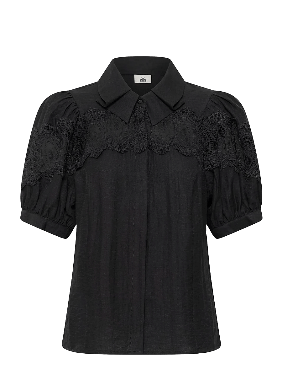 Karen By Simonsen - KBUrith Frosty Blouse - kurzärmelige blusen - meteorite - 1