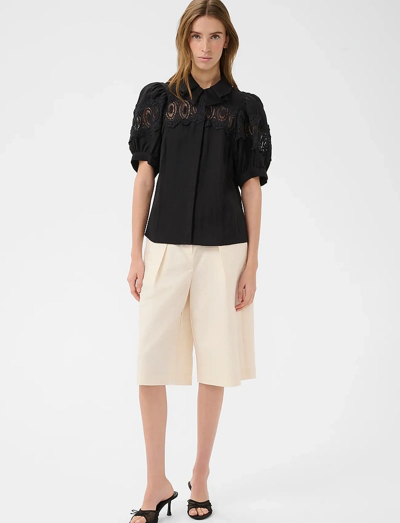 Karen By Simonsen - KBUrith Frosty Blouse - kurzämlige blusen - meteorite - 3