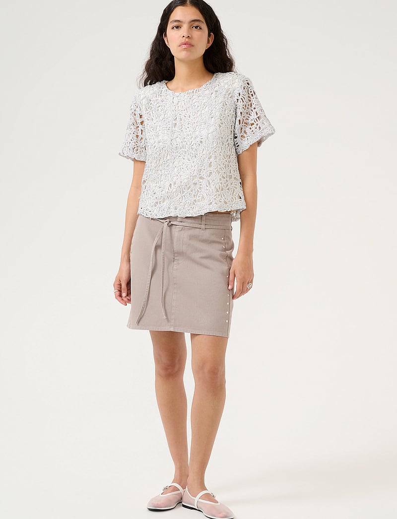 Karen By Simonsen - KBUndina Top - kurzämlige blusen - silver - 3