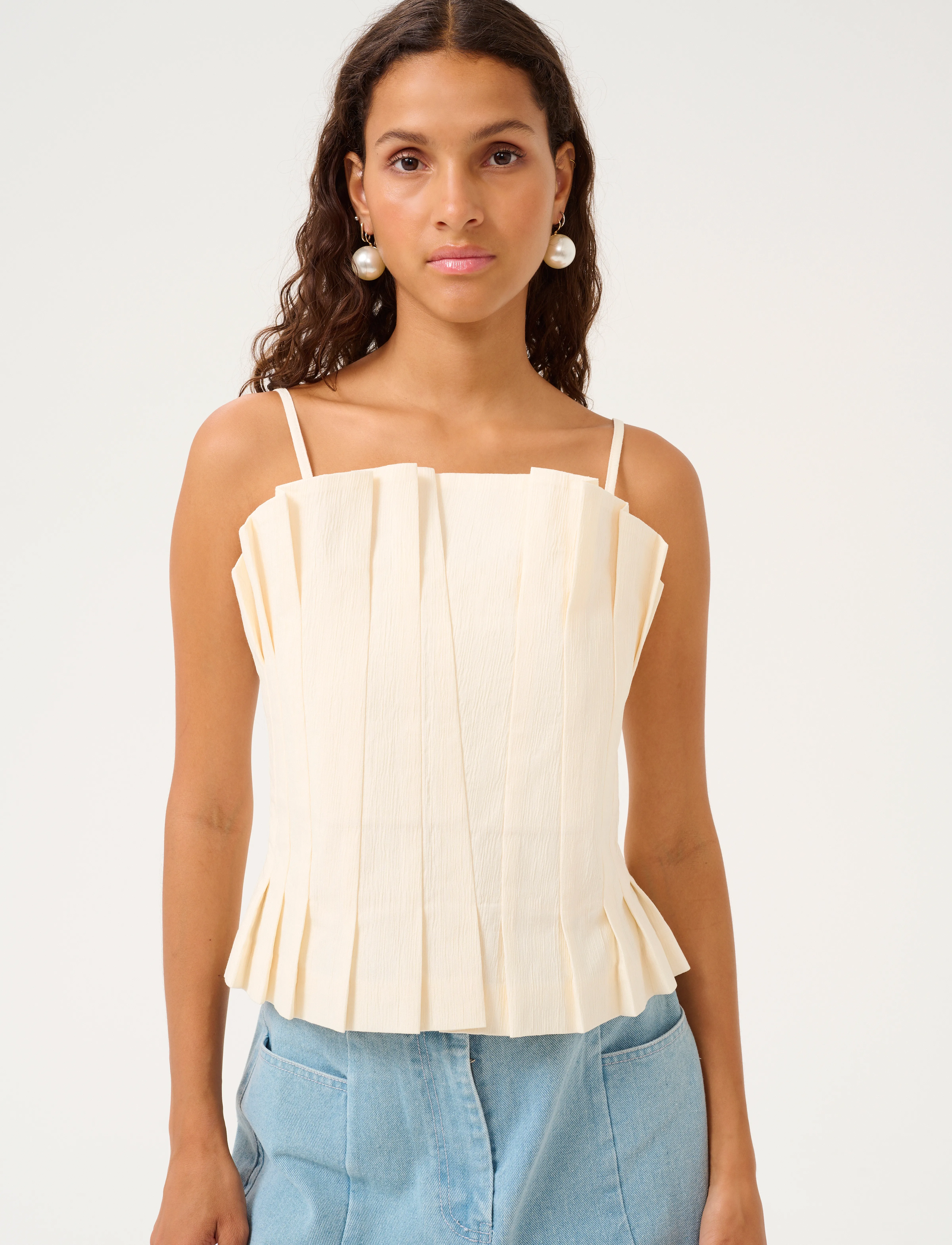 Karen By Simonsen Kbvilje Top, 44, T-shirts & Oberteile, Creme - Sleeveless, Frauen