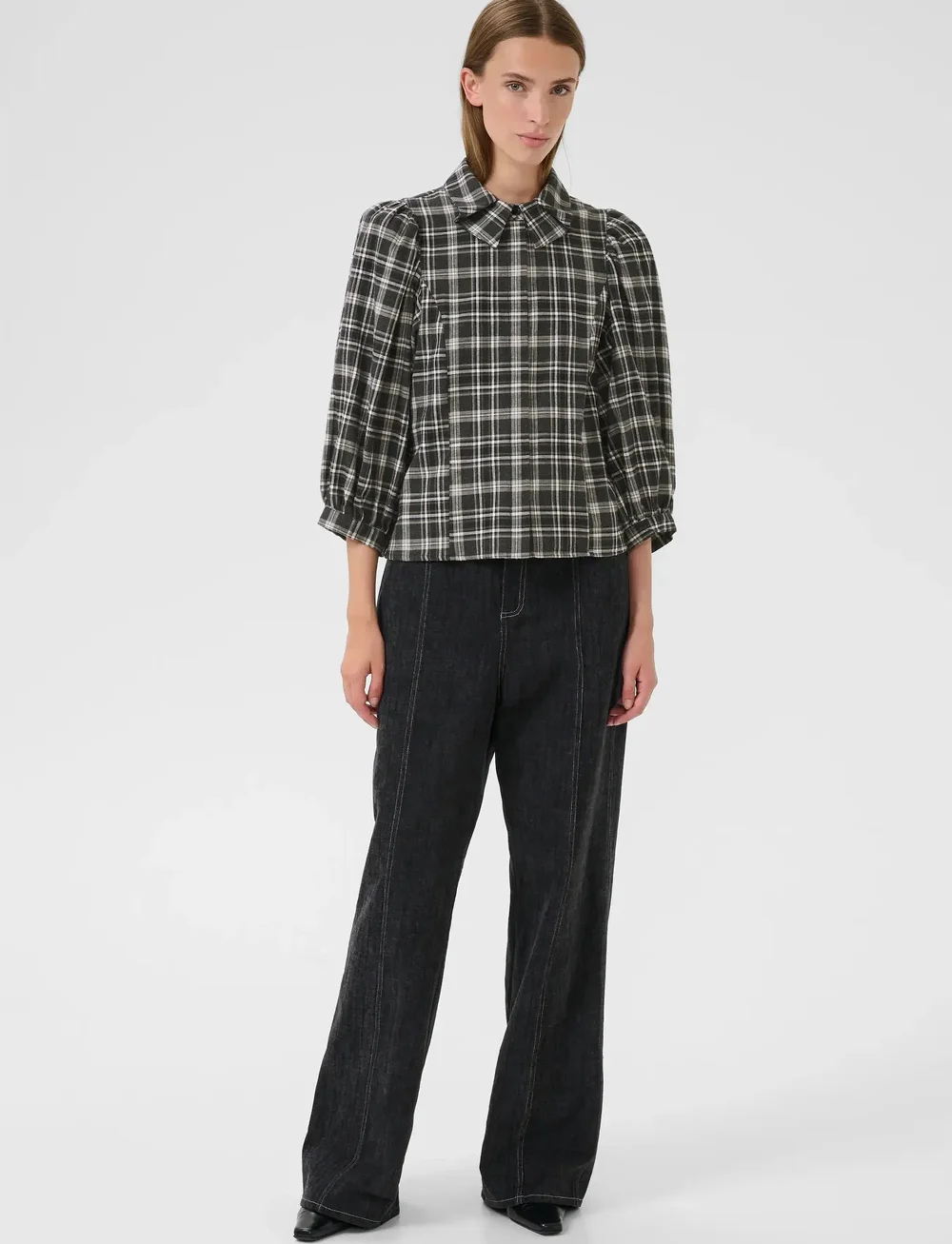Karen By Simonsen - KBBelis Frosty Blouse - long-sleeved shirts - thunderstorm check - 3