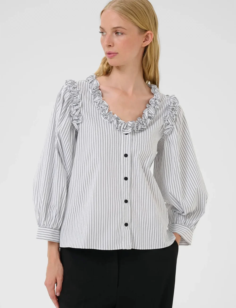 Karen By Simonsen - KBBeatrice Blouse - langærmede bluser - white stripe - 0