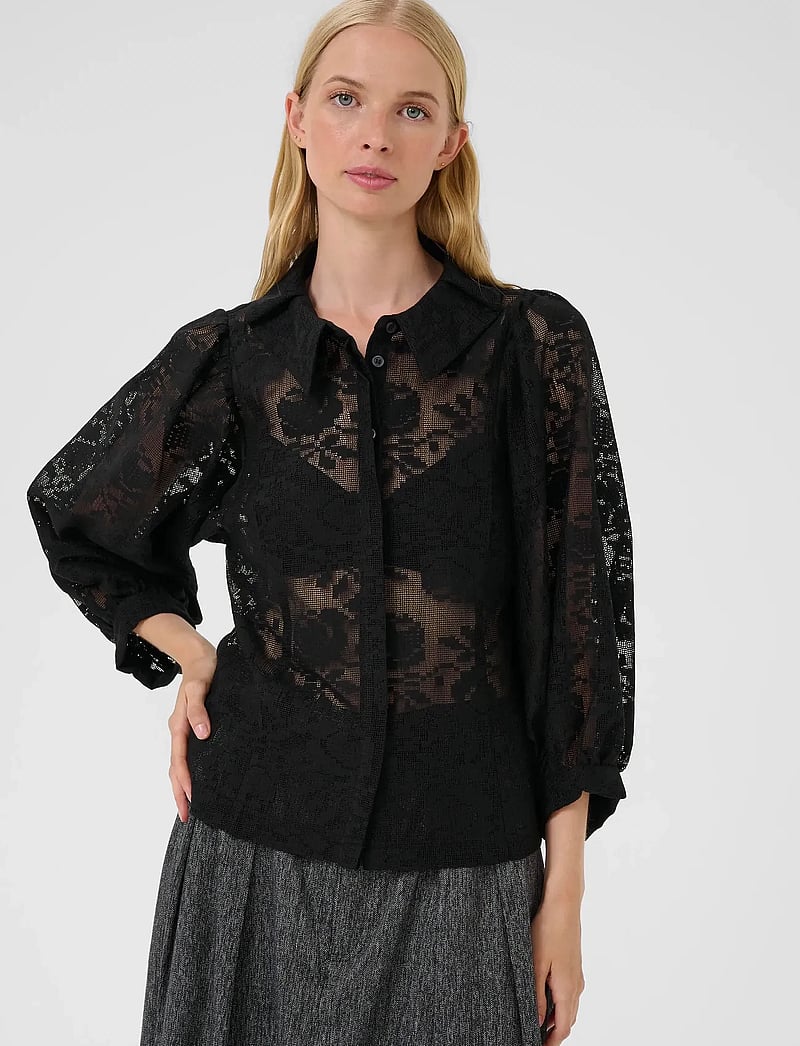 Karen By Simonsen - KBBrynja Frosty Blouse - kurzämlige blusen - meteorite - 0