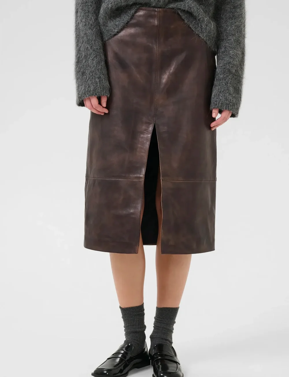 Karen By Simonsen - KBBrooklyn Leather Skirt - lædernederdele - bracken - 0