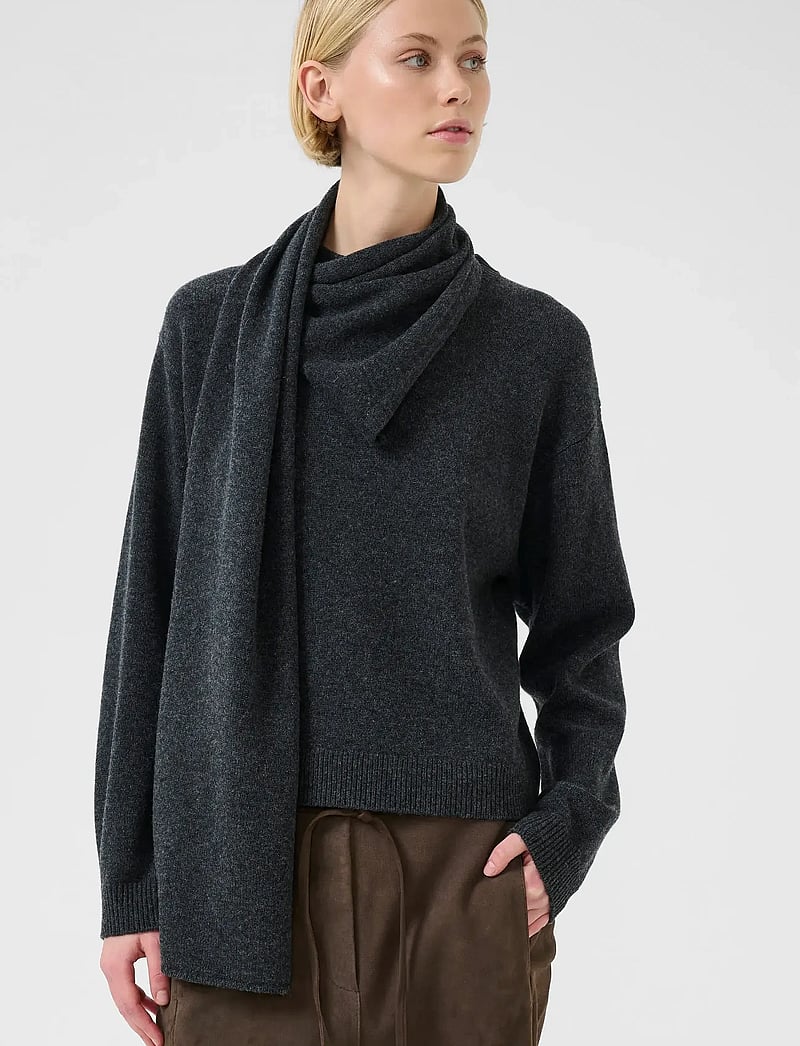 Karen By Simonsen - KBBerenice Pullover - stickade tröjor - dark gray melange - 0