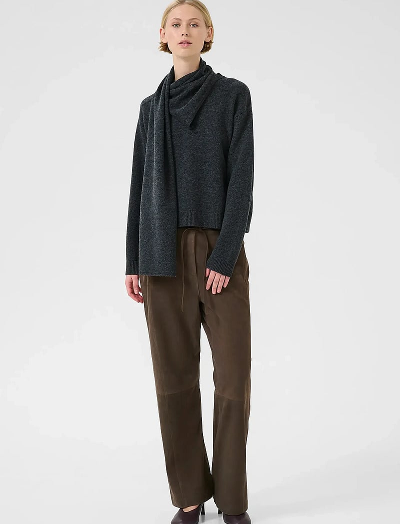 Karen By Simonsen - KBBerenice Pullover - stickade tröjor - dark gray melange - 3